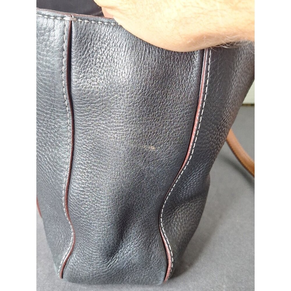 Vtg COACH Chelsea Pebbled Black Leather Handbag Tote C06S-8E97 Mauve Pink Lining - Picture 11 of 12